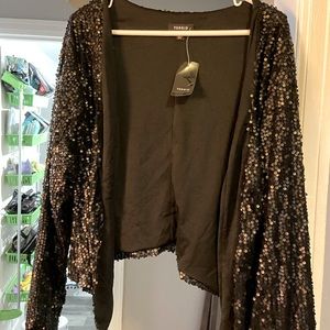 Black, plus size, sequin blazer